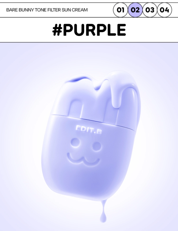 EDIT.B Barebunny Tone Filter Sun Cream SPF50+ PA++++ — 02 Purple, 30 ml - Image 13