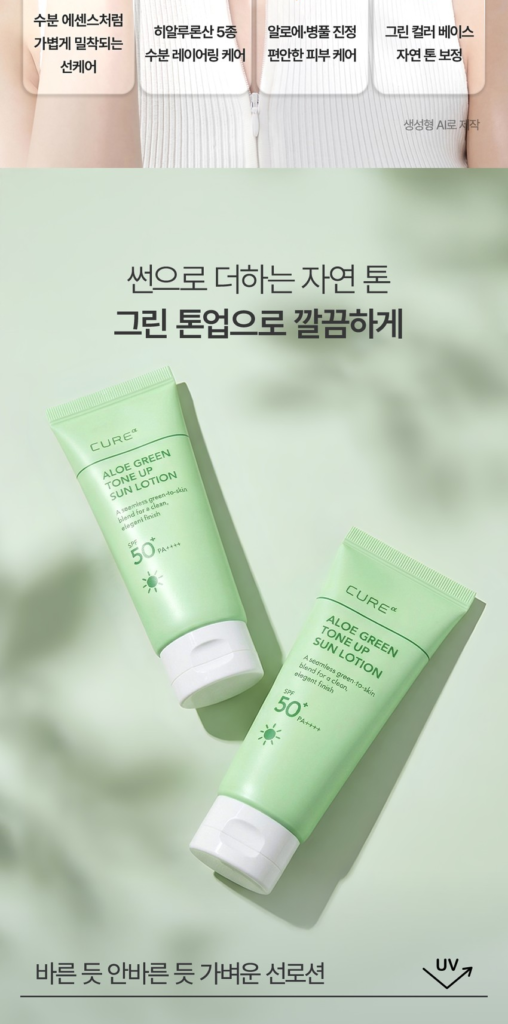 CURE Alpha Aloe Green Tone-Up Sun Lotion SPF50+ PA++++ — 40 g - Image 10